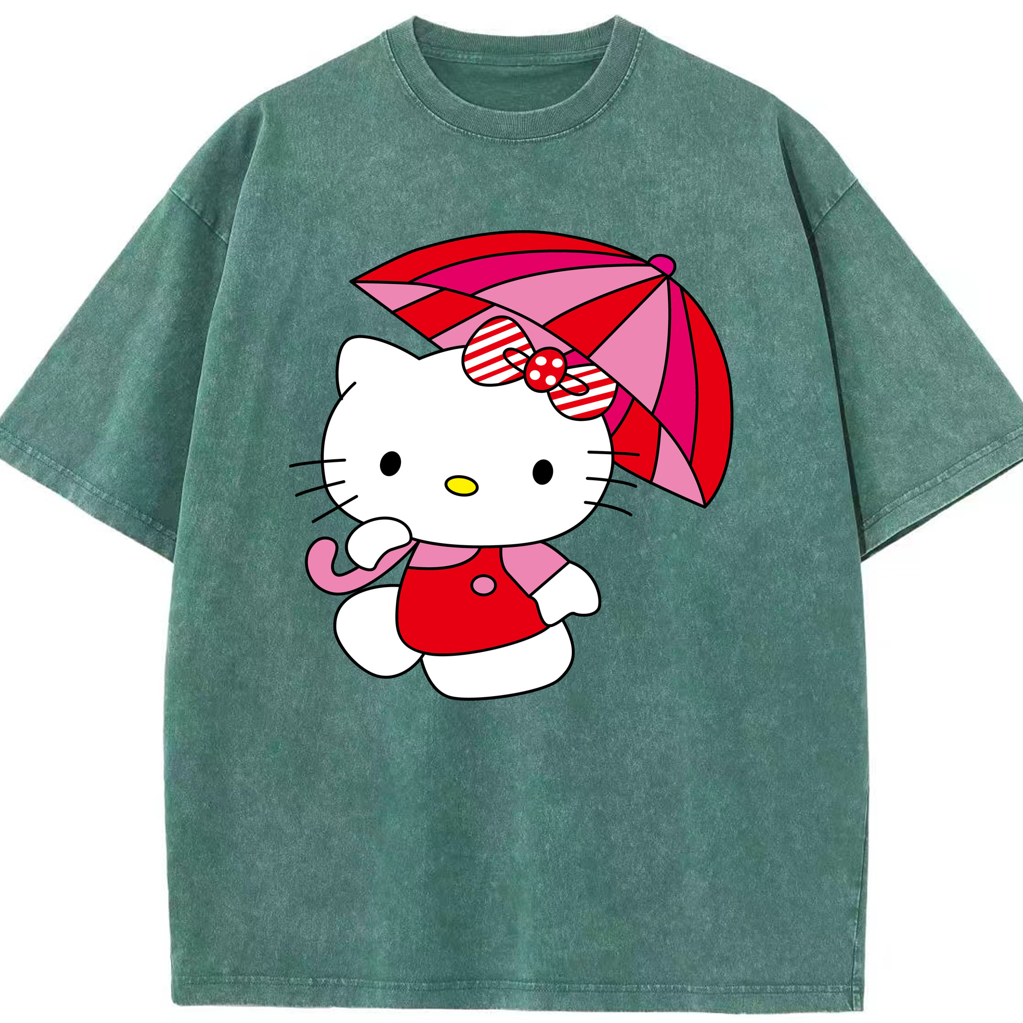 （画像用） Hello Kitty ハローキティ 綿100% ヴィンテージ風 半袖Tシャツ（フロントプリント）
